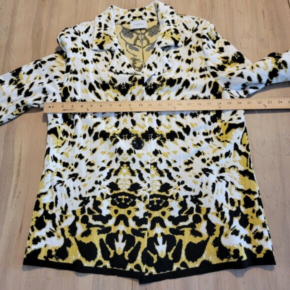Stizzoli Blazer Jacket Knit Vintage Shoulder Pads Italy Animal Print Est Sz M - Picture 7 of 11